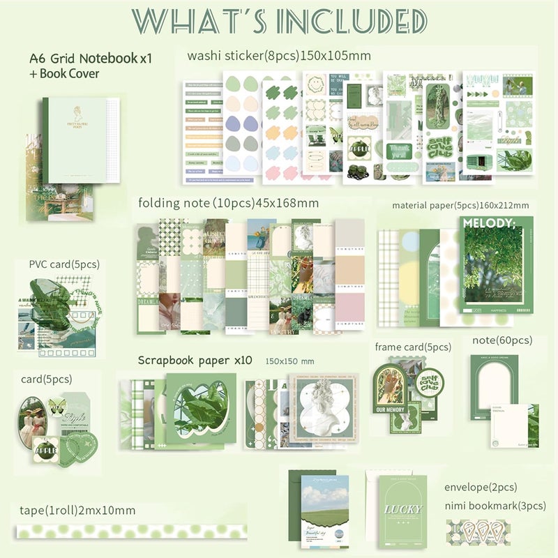Aromoty Scrapbooking Supplies Kit, Garden Cottage Aesthetic Vintage Scrapbook Kit for Bullet Junk Journal A6 Grid Notebook Journaling Supplies Flower DIY Craft Birthday Gifts for Women Kid Teen Girl - Image 2